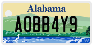 A0BB4Y9  license plate in AL
