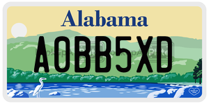 A0BB5XD  license plate in AL