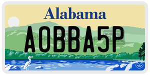 A0BBA5P  license plate in AL