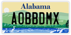 A0BBDMX  license plate in AL
