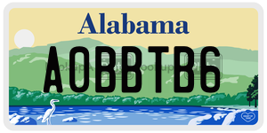 A0BBTB6  license plate in AL
