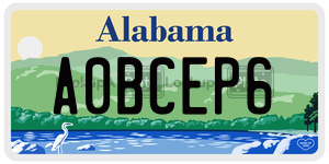 A0BCEP6 license plate in Alabama