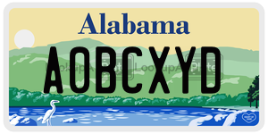 A0BCXYD  license plate in AL