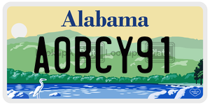 A0BCY91 license plate in Alabama