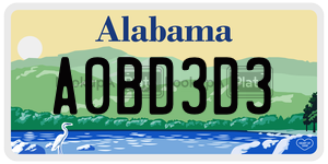A0BD3D3 license plate in Alabama