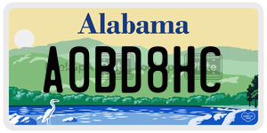 A0BD8HC license plate in Alabama