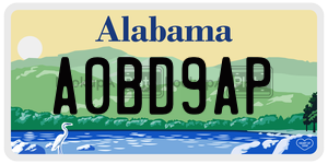 A0BD9AP  license plate in AL