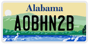 A0BHN2B  license plate in AL