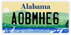 A0BMHE6  license plate in AL