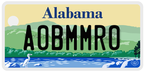 A0BMMR0  license plate in AL