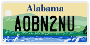 A0BN2NU license plate in Alabama