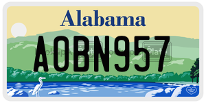 A0BN957  license plate in AL