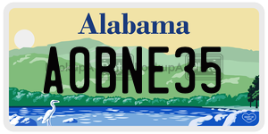 A0BNE35  license plate in AL