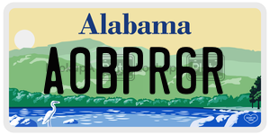 A0BPR6R  license plate in AL