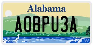 A0BPU3A  license plate in AL