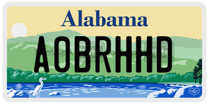 A0BRHHD  license plate in AL