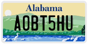 A0BT5HU  license plate in AL