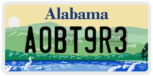 A0BT9R3  license plate in AL