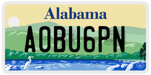 A0BU6PN  license plate in AL