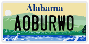 A0BURW0  license plate in AL