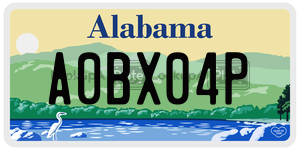 A0BX04P  license plate in AL