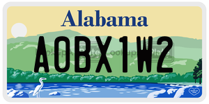 A0BX1W2  license plate in AL