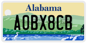 A0BX8CB  license plate in AL