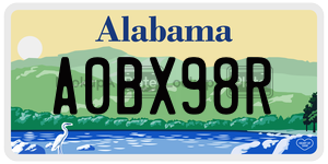A0BX98R  license plate in AL