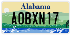 A0BXN17  license plate in AL