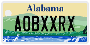 A0BXXRX  license plate in AL