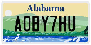 A0BY7HU  license plate in AL