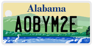 A0BYM2E  license plate in AL
