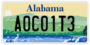 A0C01T3  license plate in AL