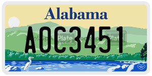 A0C3451  license plate in AL