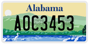 A0C3453  license plate in AL