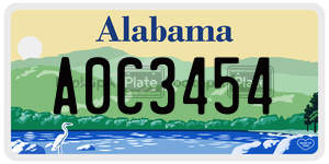 A0C3454  license plate in AL