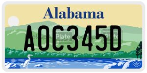 A0C345D  license plate in AL