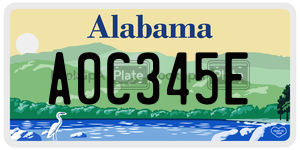 A0C345E  license plate in AL