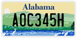 A0C345H  license plate in AL