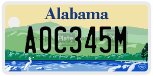 A0C345M  license plate in AL