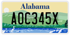 A0C345X  license plate in AL