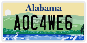 A0C4WE6  license plate in AL