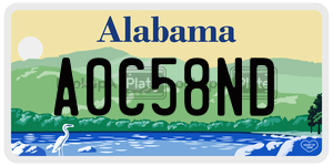 A0C58ND  license plate in AL