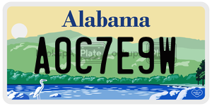 A0C7E9W  license plate in AL