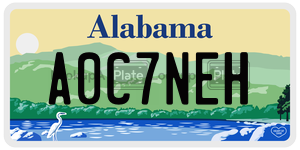 A0C7NEH  license plate in AL
