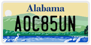 A0C85UN  license plate in AL
