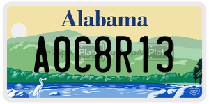 A0C8R13  license plate in AL