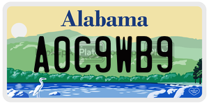 A0C9WB9  license plate in AL