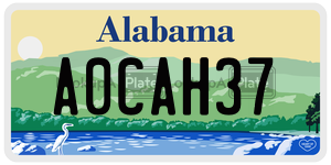 A0CAH37  license plate in AL