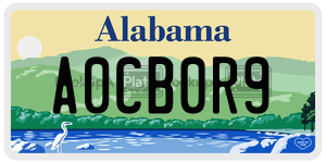 A0CB0R9  license plate in AL